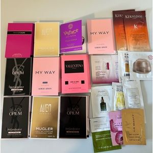 Assorted perfume samples and others